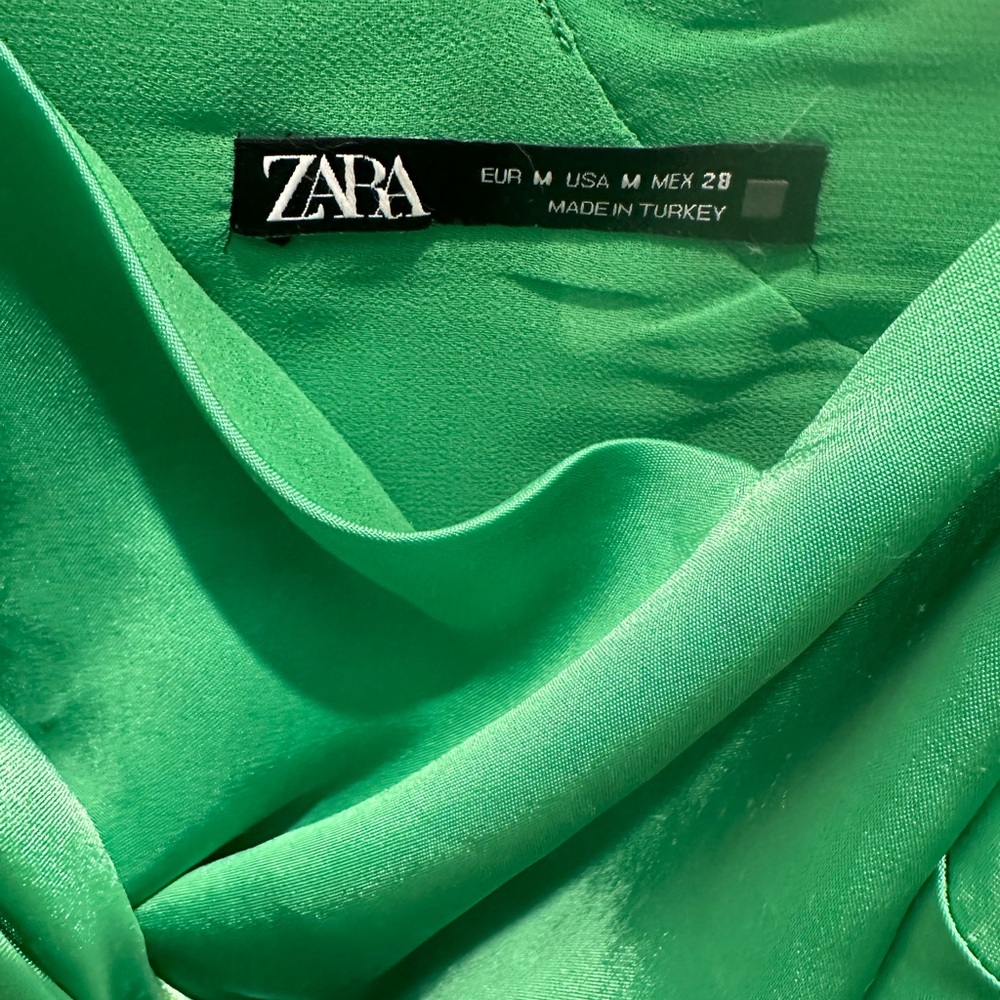 Zara Green Satin Wrap Top - Picture 5 of 5